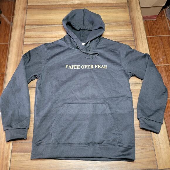 Faith Over Fear Black Unisex Hoodie "Psalms 118:6" - Size Large - Picture 3 of 7